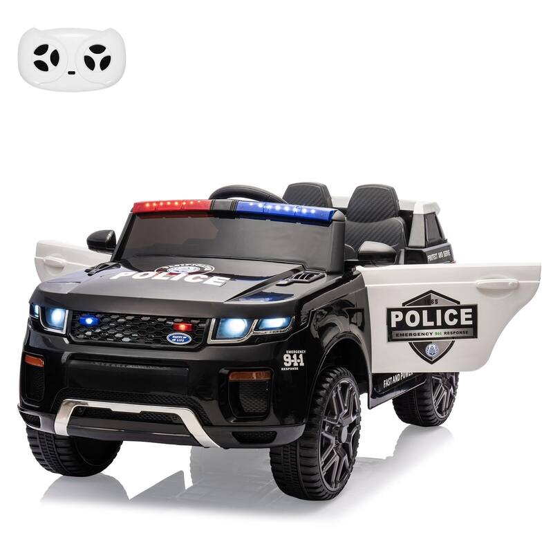 Kids Electric Police Car with Alarm & Megaphone - Black