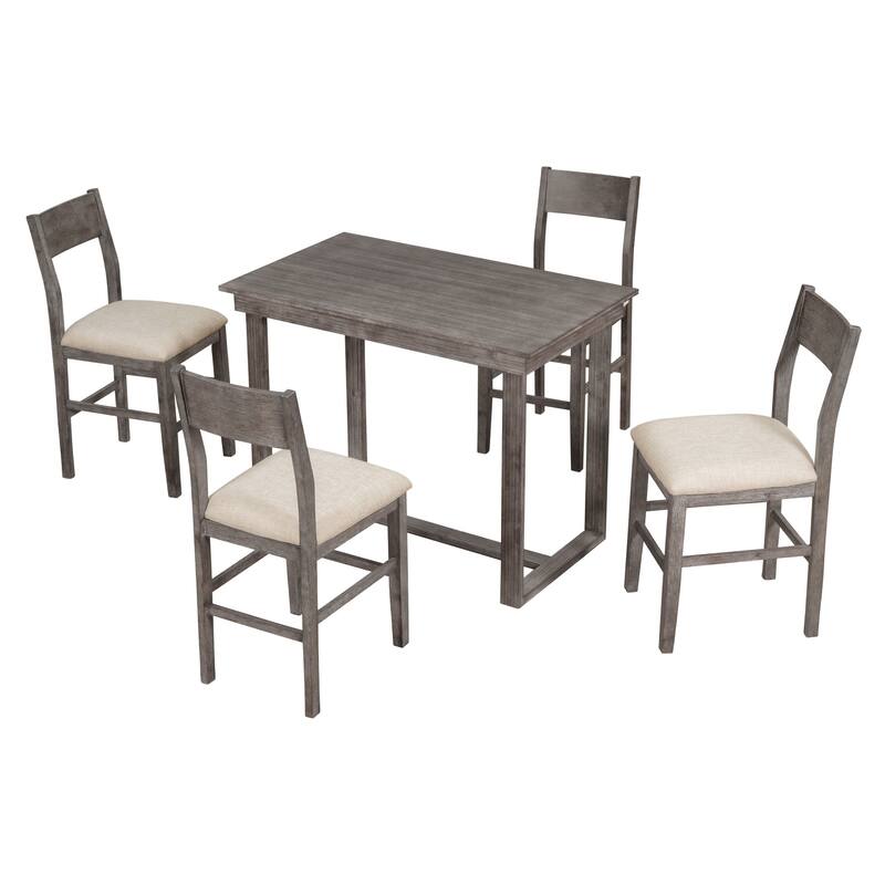 5 Piece Counter Height Dining Set w/ Dining Table and 4 Dining Chairs
