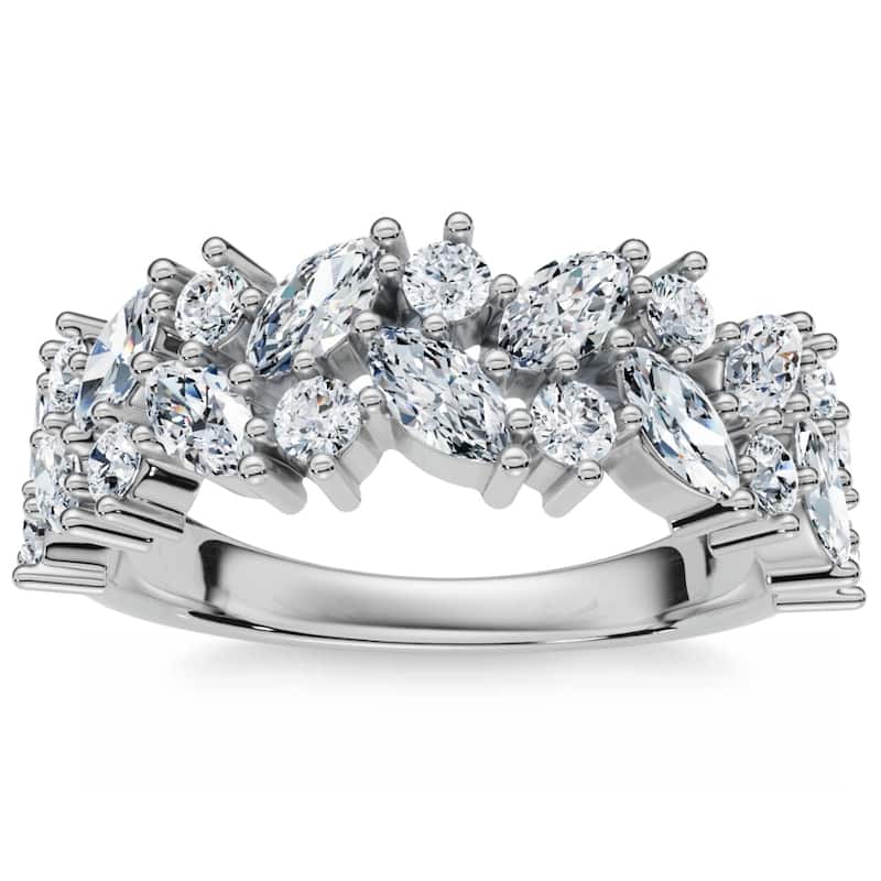 1 1/3Ct Marquise Designed Anniversary Band Cut Gold Lab Grown