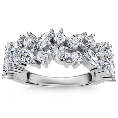 1 1/3Ct Marquise Designed Anniversary Band Cut Gold Lab Grown