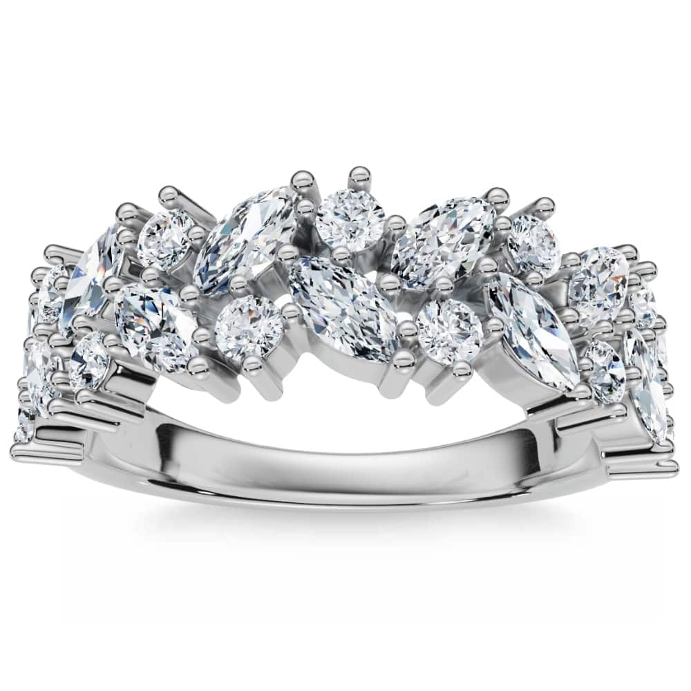 1 1/3Ct Marquise Designed Anniversary Band Cut Gold Lab Grown