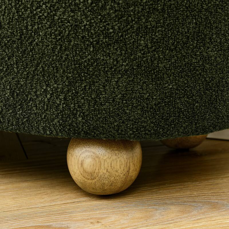 Storage Ottoman Bench for Bedroom, 43" Upholstered Oval Footstool with Hidden Storage, End of Bed Long Velvet Bench