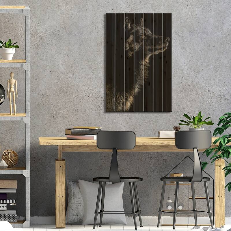 Wolf II Print On Wood by Julie T. Chapman - Multi-Color
