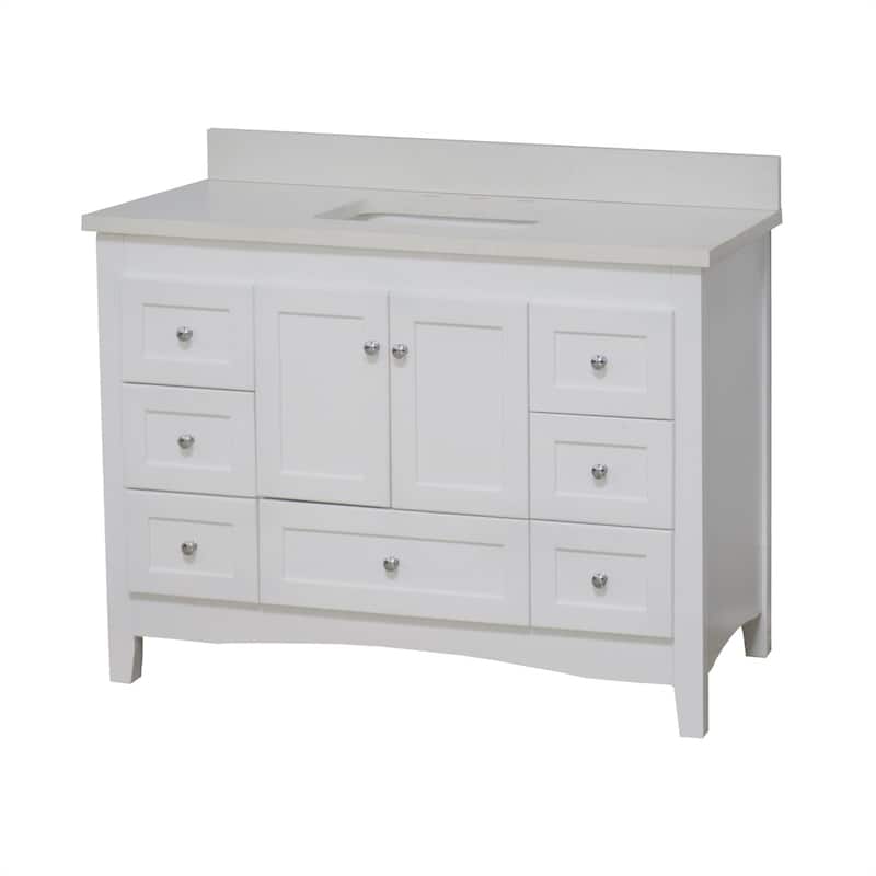 KitchenBathCollection Abbey 48" Bathroom Vanity with Quartz Top