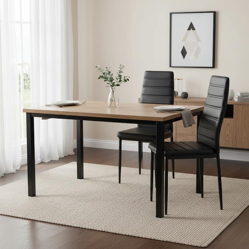 Homylin Modern PU Leather Dining Chairs with Metal Legs, Armless Padded Side Chairs for Kitchen & Dining Room