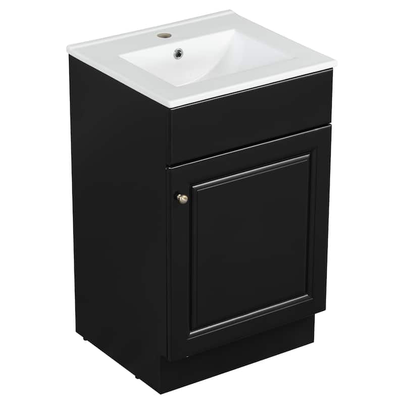 20" Bathroom Vanity With Sink, Vanity Cabinet With Door Shelf And Adjustable Shelf