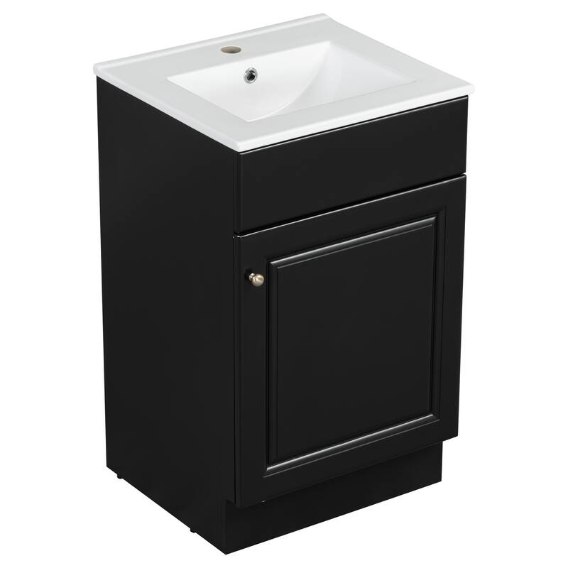 Green 20" Bathroom Vanity Cabinet with Sink, Soft Closing Door, Storage Shelf, and Adjustable Interior Shelf