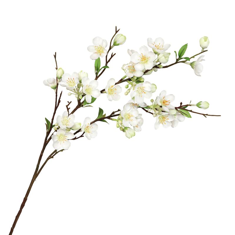 Set of 2 Cream White Artificial Peach Blossom Flower Stem Spray 33in - 33" L x 6" W x 4" DP
