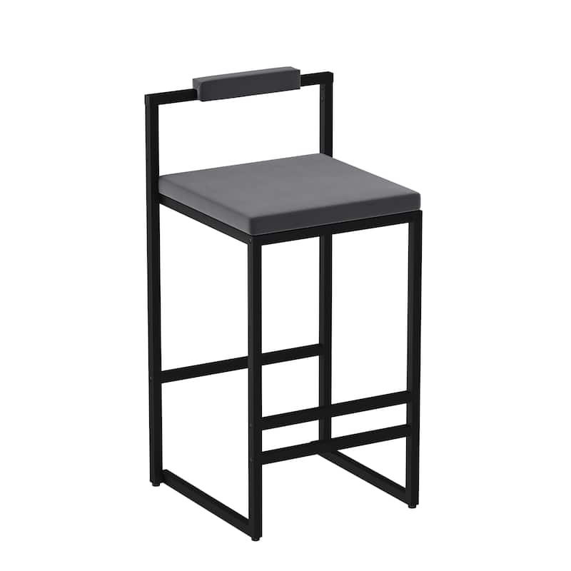 Modern Velvet Upholstered Bar Stools with Black Frame Set of 2