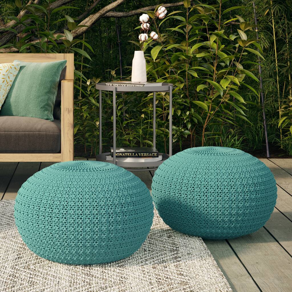 WYNDENHALL Holloway Round Knitted Pouf