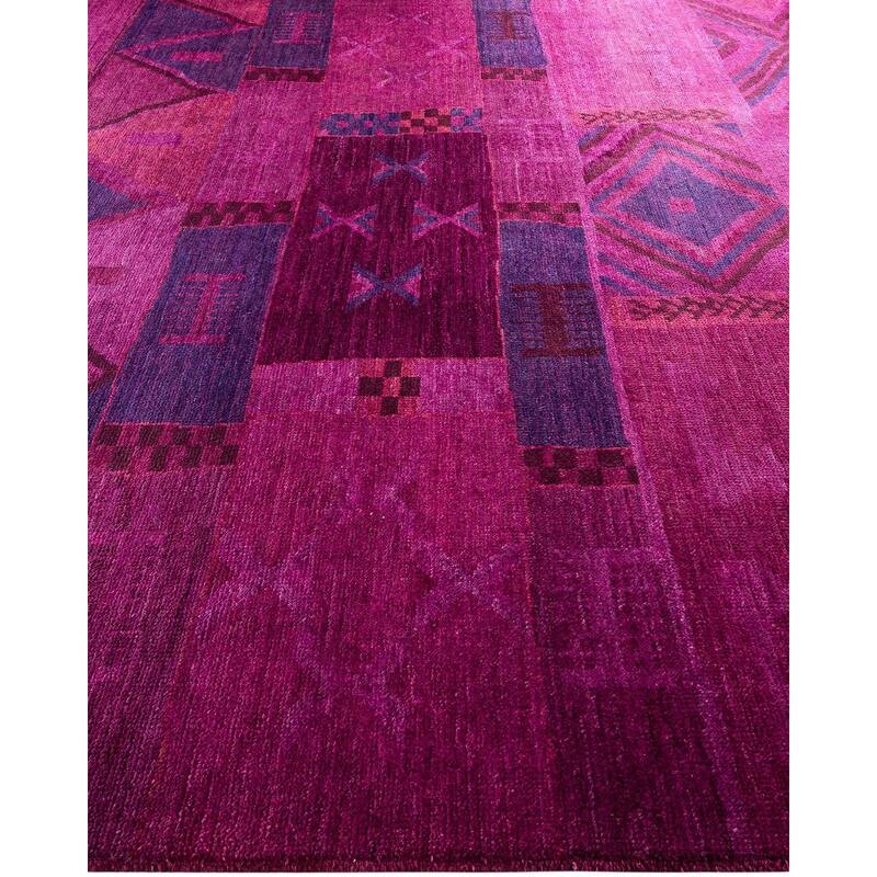 Modern One-of-a-Kind Hand-Knotted Area Rug - Pink, 9' 1" x 12' 5" - 9' 1" x 12' 5"