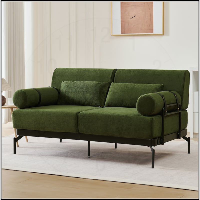 59" Loveseat Sofa with Flexible USB Ports - Green