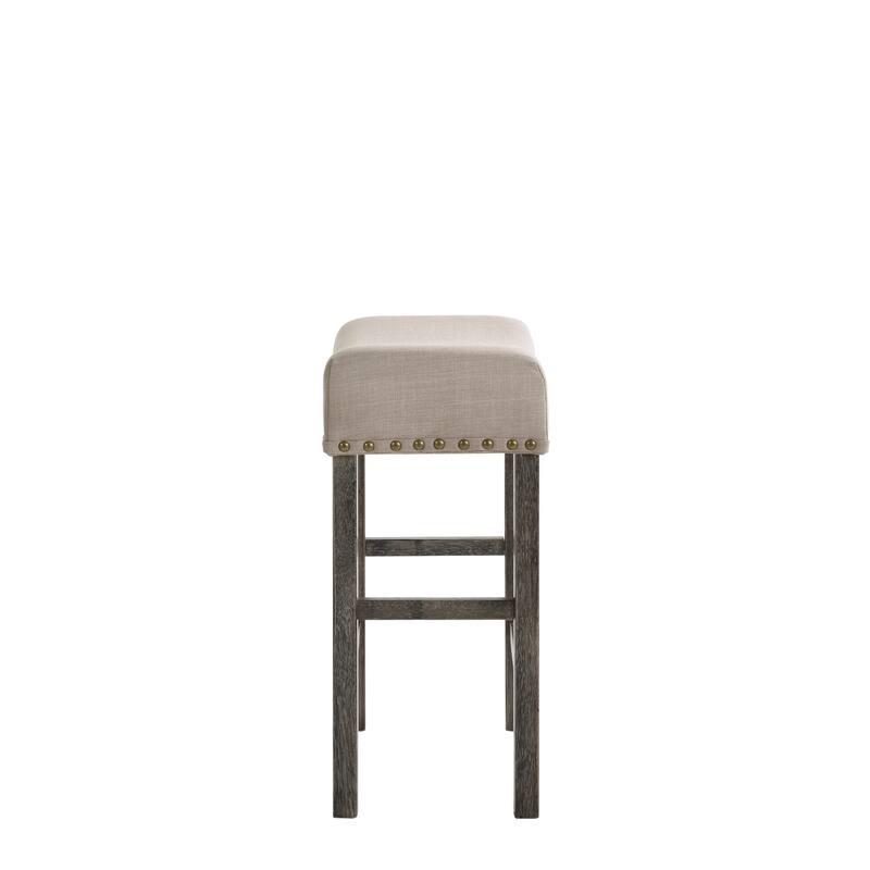 Martha II Tan Linen & Weathered Gray Finish Counter Height Stool (Set of 2)
