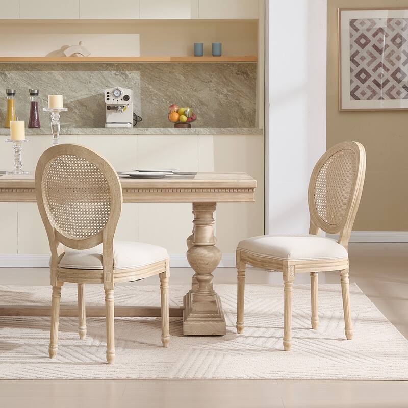 2PCS Rattan Wood Dining Chair