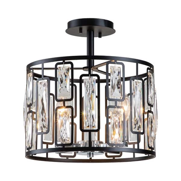 slide 2 of 7, C Cattleya 4-Light Crystal Semi Flush Mount Ceiling Light Fixture - W13.5"xL13.5"xH13.75" W13.5"xL13.5"xH13.75"