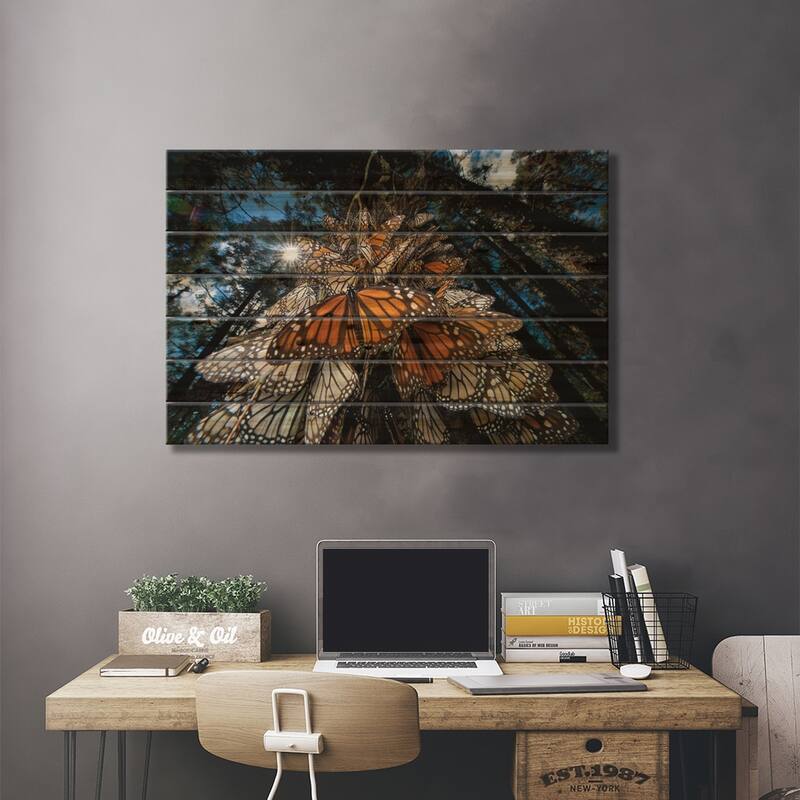Millions Of Monarch Butterflies Roost On The Sierra Chincua Near Angangueo, Mexico II Print On Wood by Joel Sartore