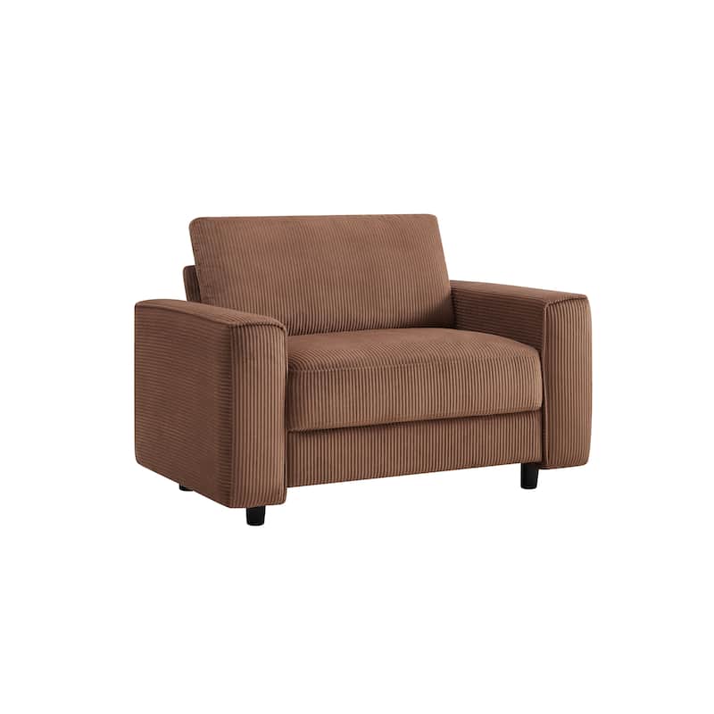 Modern Contemporary Upholstered Corduroy Plush Tufted Chair - Brown