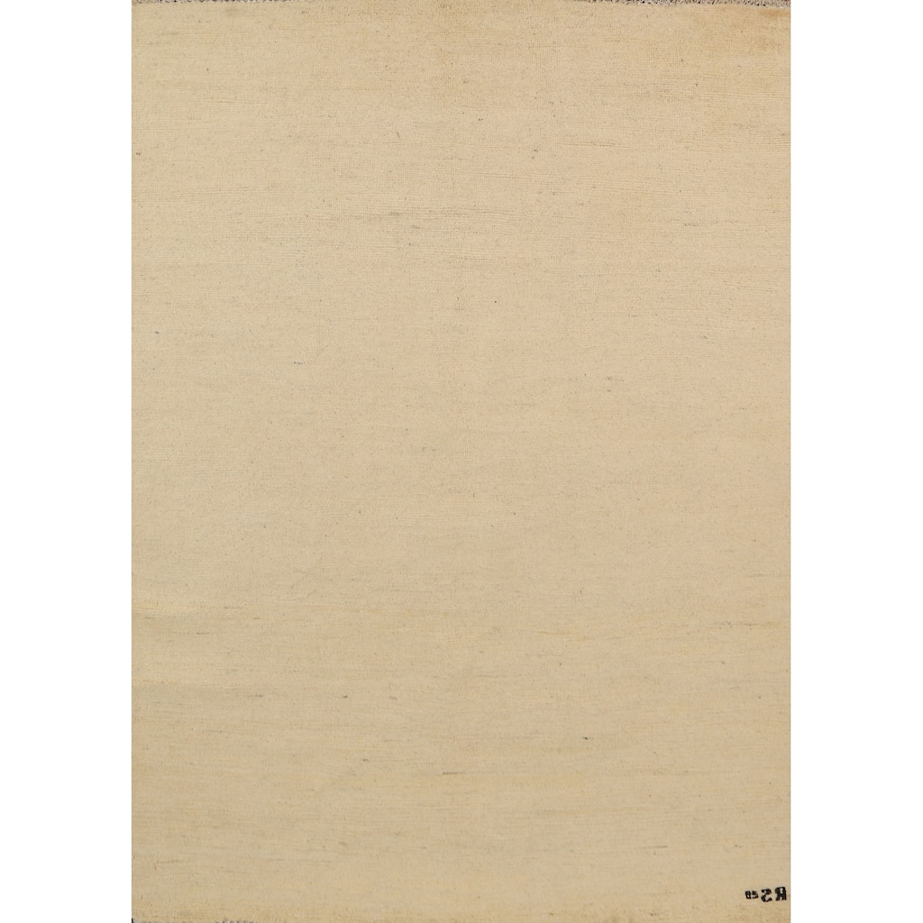 Modern Gabbeh Oriental Rug Beige Handmade Wool Carpet - 4'9"x 6'5"