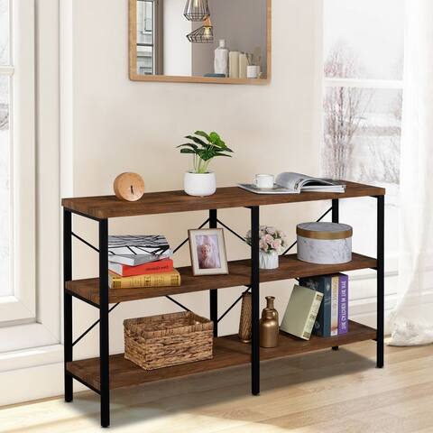 3-Tier Console Sofa Table, Storage Shelf for Living Room Rustic Brown