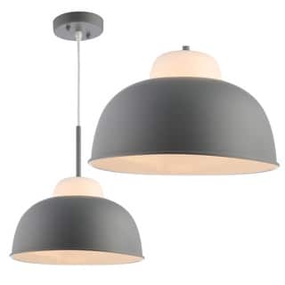 JONATHAN Y Simon 12" Adjustable Metal/Glass LED Pendant, Gray