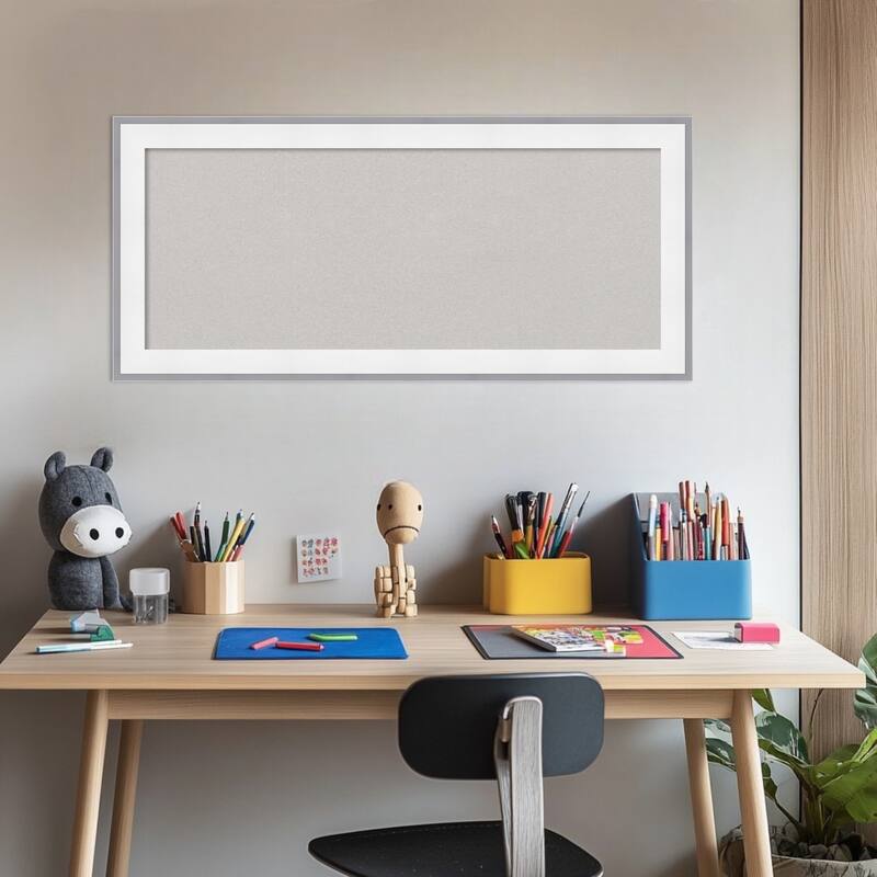 Maya White Silver Framed Cork Board - Bulletin Board, Organization Board, Pin Board