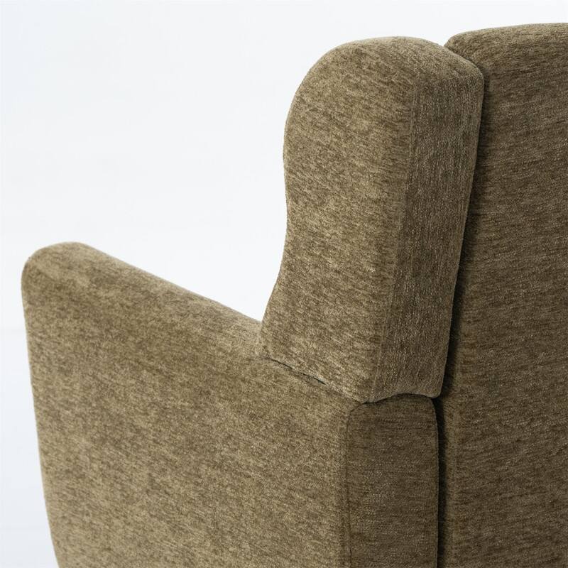 Modern Chenille Upholstered Armchair with Pillow and Solid Wood Leg