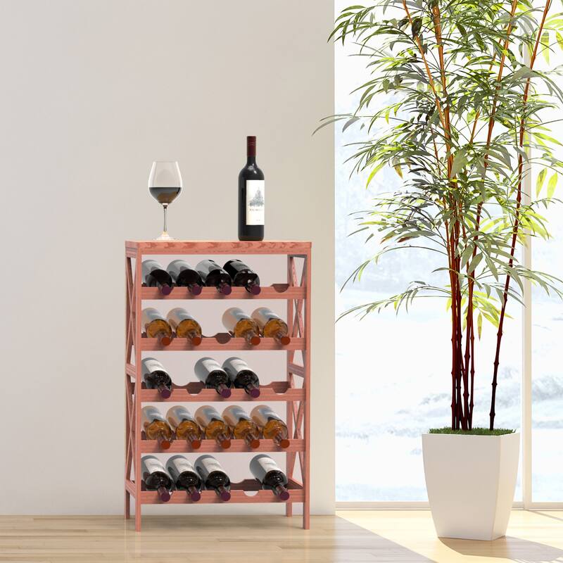 Lavish Home Freestanding 25-Bottle Wine Rack - Natural