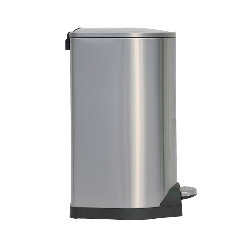 King's Rack 8 Gallon / 30 Liter Brushed Stainless Steel Step-on Trash Can Fingerprint Resistance with Removable Bucket