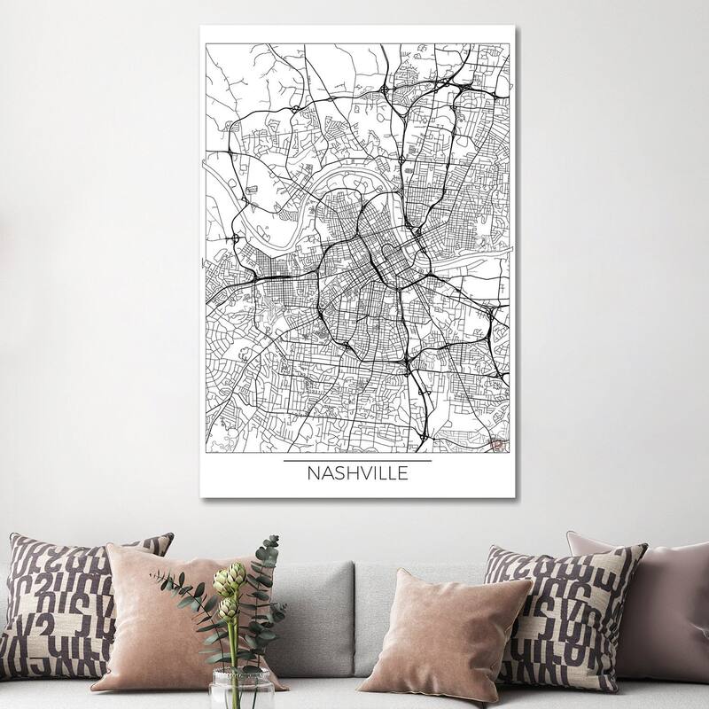 iCanvas "Nashville Minimal Urban Blueprint Map" by Hubert Roguski Canvas Print