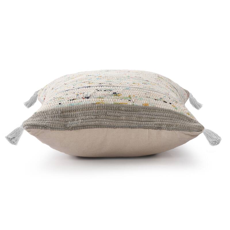 Sevita Handwoven Modern Abstract Cotton Throw Pillow, 20" x 20".