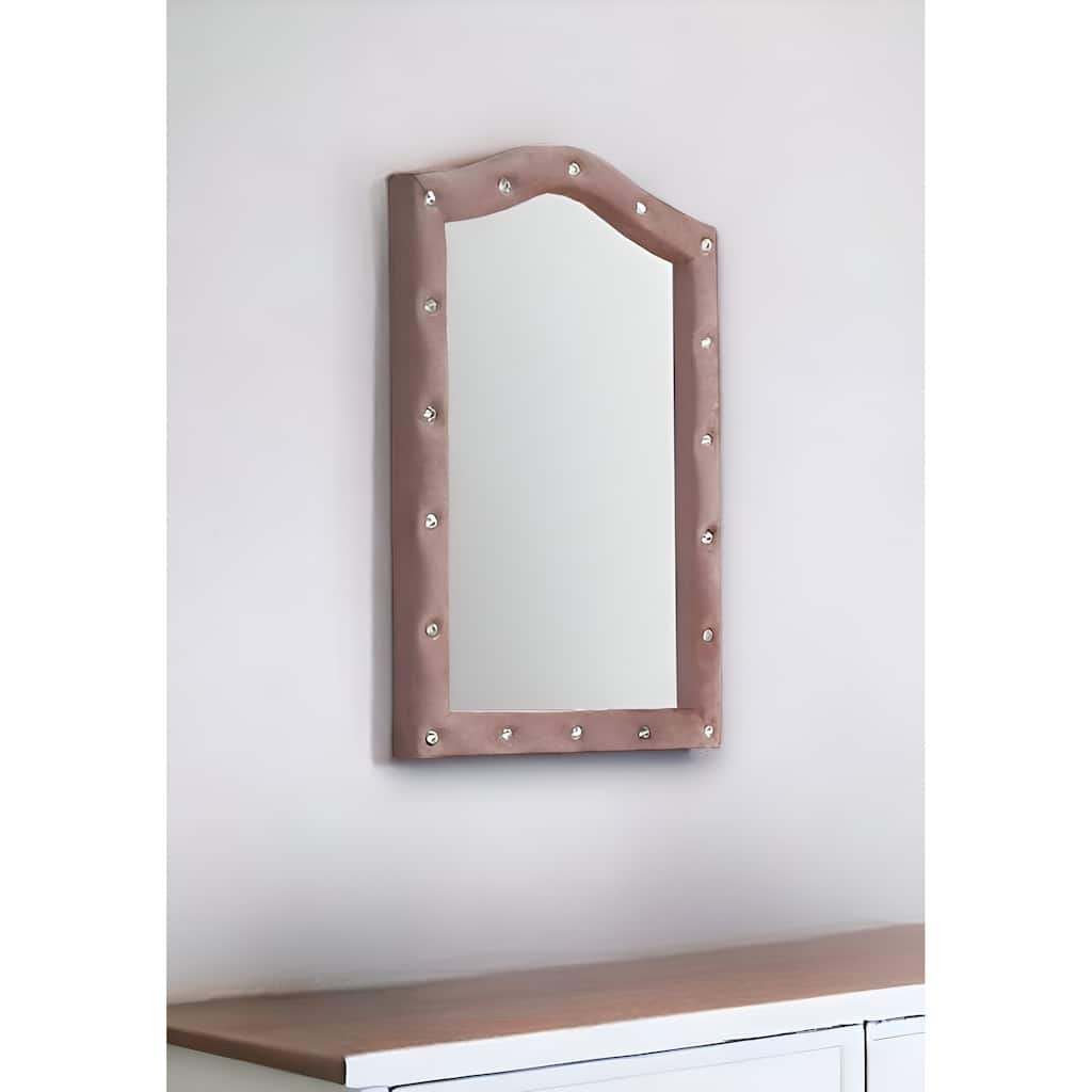 HomeRoots 30" Pink Abstract Wood Framed Mounted Dresser Mirror - 22' X '30' X '1