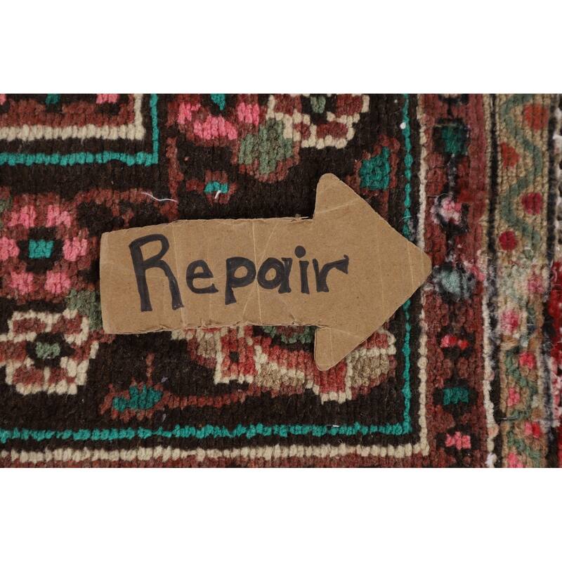 Hamedan Persian Vintage Area Rug Hand-Knotted Wool Carpet - 6'8" x 9'7"