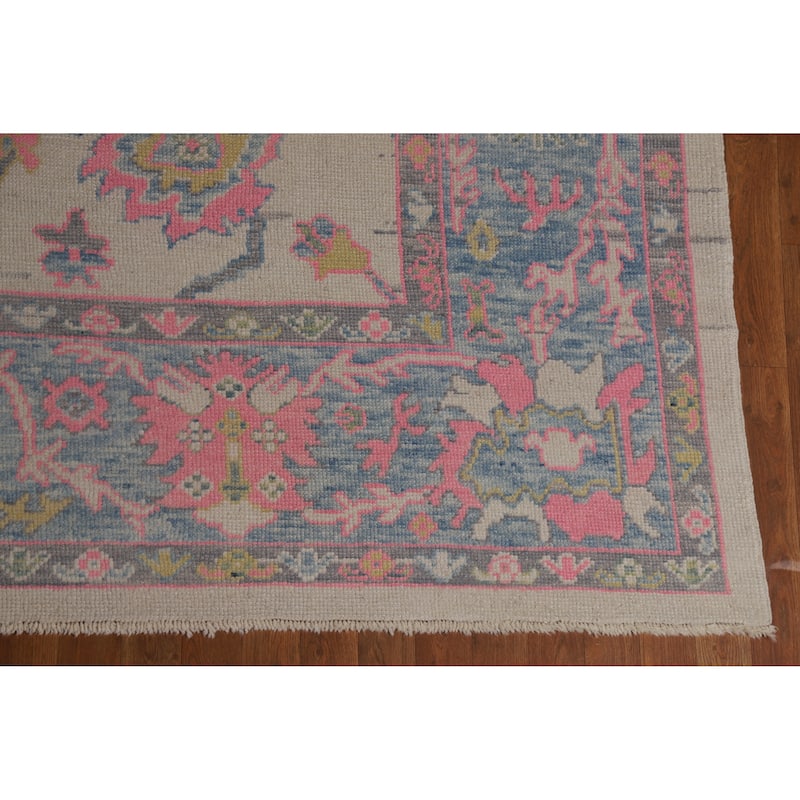 Hand Knotted Oriental 100% Wool Carpet Transitional All-Over Beige & Ivories Oushak Area Rug - 10' 7'' X 8' 4''