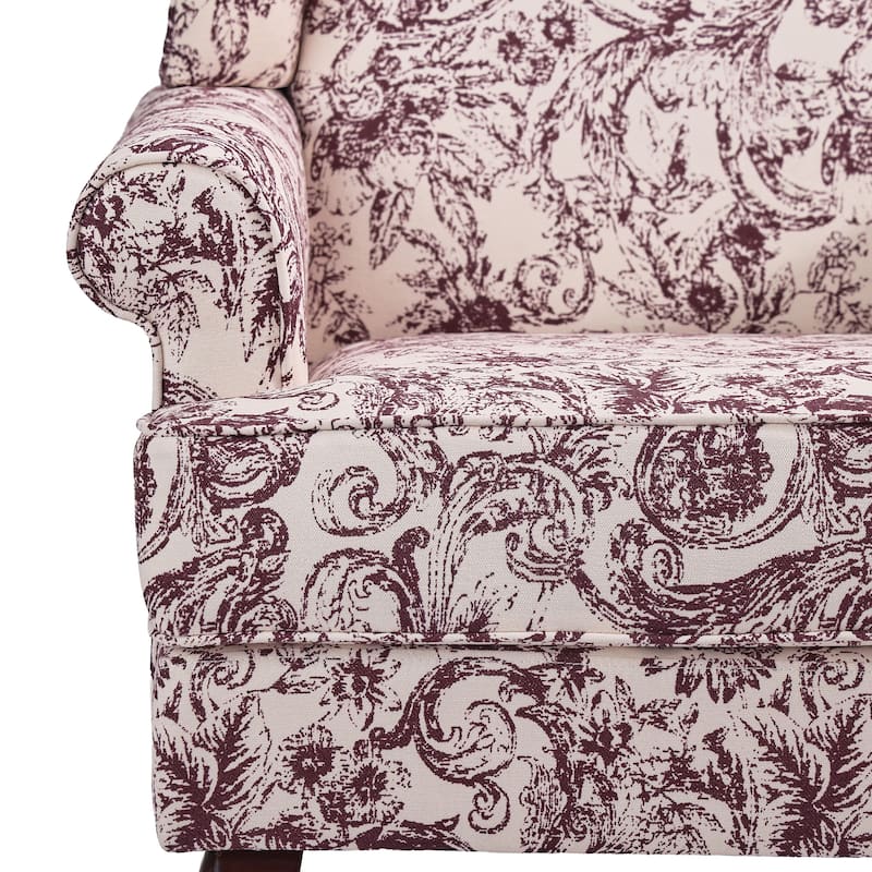 2 Set Traditional Rolled Arm Wing Back Accent Chair