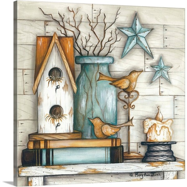 "Birdhouse on Books" Canvas Wall Art