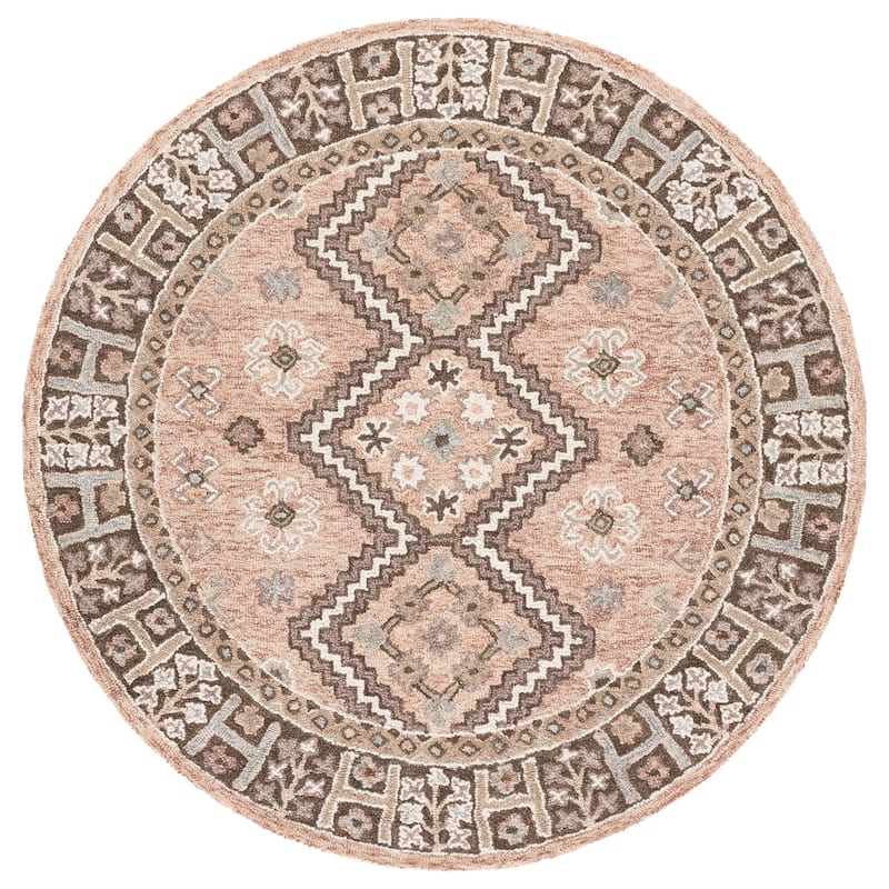 SAFAVIEH Hand-Tufted Aspen Sumangala Traditional Wool Rug - Beige/Grey - 5' Round