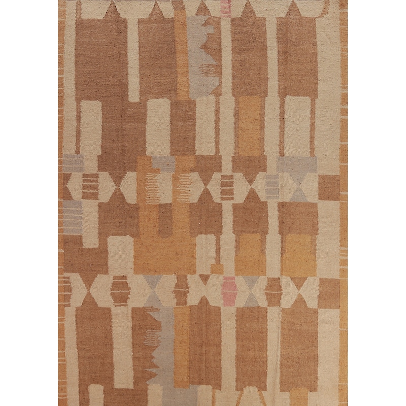 Hand Woven Oriental 100% Jute Carpet Southwestern Modern Brown Kilim Area Rug - 10' 2'' X 8' 3''
