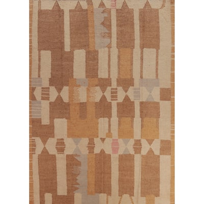 Modern Kilim Vegetable Dye Area Rug Flatweave Jute Carpet - 8'3" x 10'2"