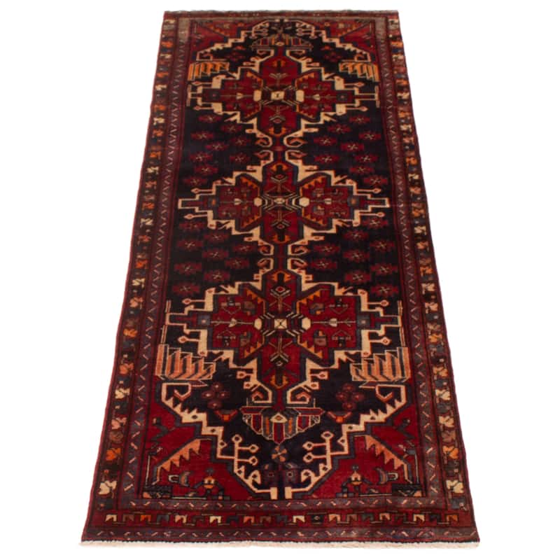 ECARPETGALLERY Hand-knotted Andelz Navy, Red Wool Rug - 3'3 x 9'9