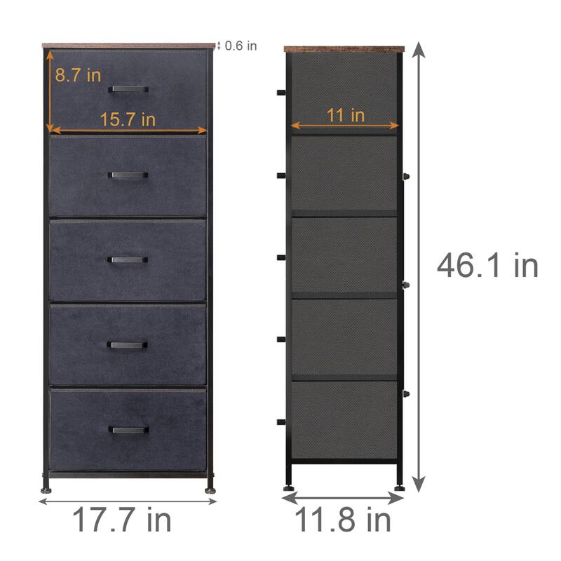 Crestlive Products Household 5-Drawer Vertical Dresser Storage Chest