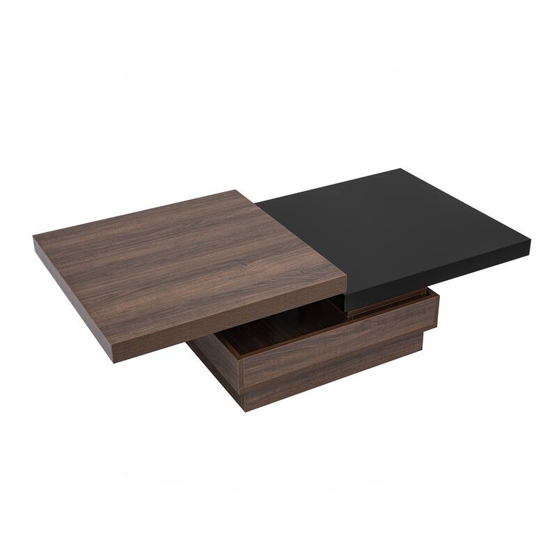 35.4" Modern Coffee Table with Rotatable Top and 1 Hidden Storage Space