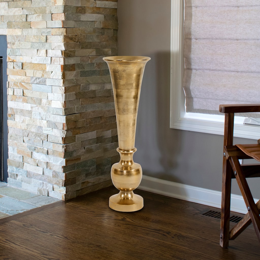 Allan Andrews Oversized Flared Gold Aluminum Vase