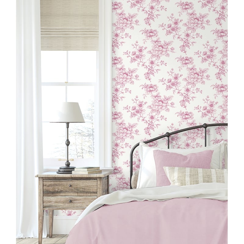 NextWall Sketched Floral Peel and Stick Wallpaper