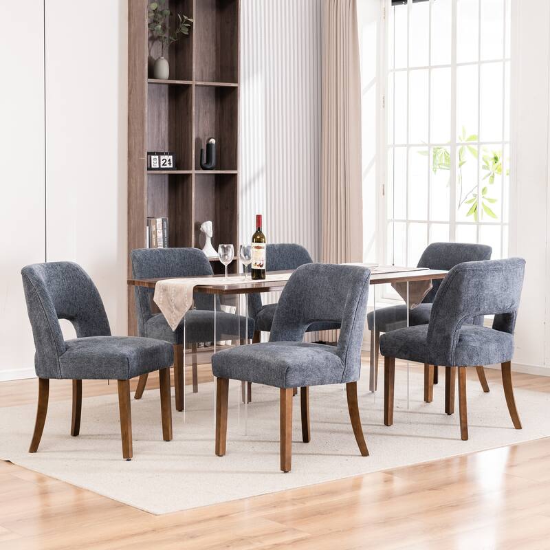 Wooden Dining Chairs Set of 2/4/6,Modern Fabric Upholstered Dining Room Chair Kitchen Chairs