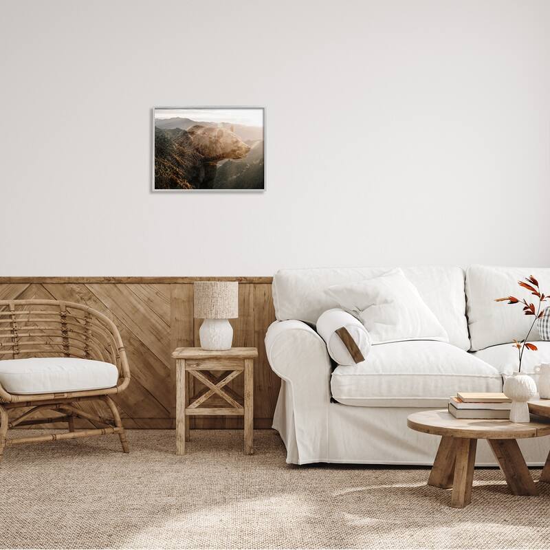 Stupell Abstract Wilderness Bear Rustic Mountain Range Modern Photography Framed Wall Art - Brown