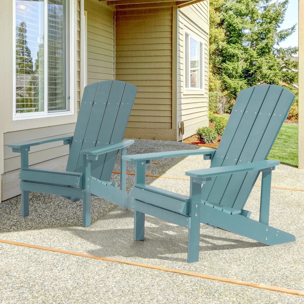 BONOSUKI Patio Adirondack Chair with Cupholder,Weather Resin-Set of 2