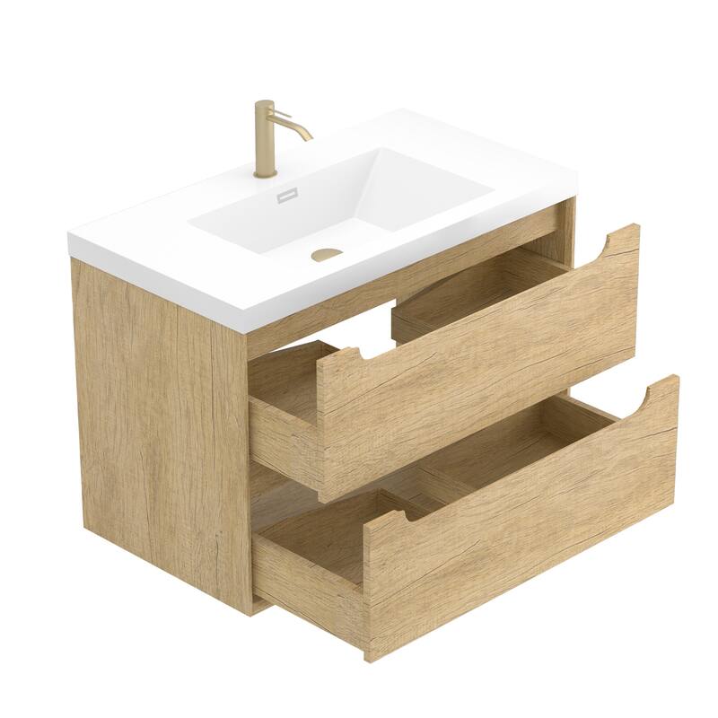 Prismis 36" 48" Wall-Mount Premium Bathroom Vanity with Integrated Sink