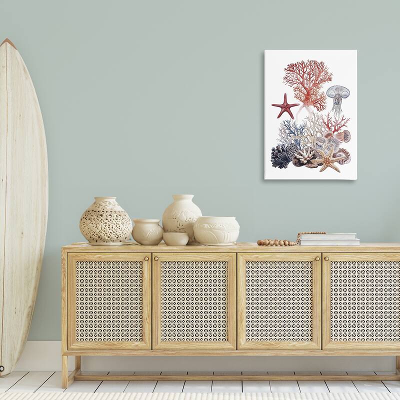 Stupell Aquatic Animals & Coral Canvas Wall Art Design By Ramona Murdock