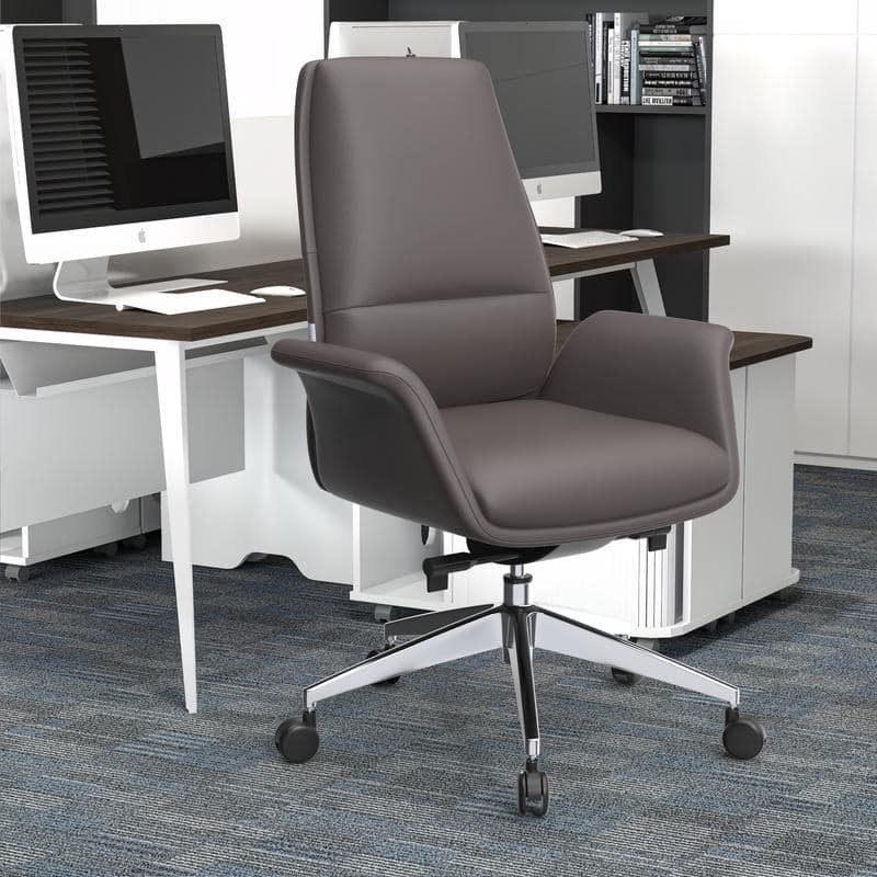 Summit Ergonomic Leather Office Chair with Durable Metal Frame, Adjustable Height, Swivel, Tilt, and Plush Cushion Support