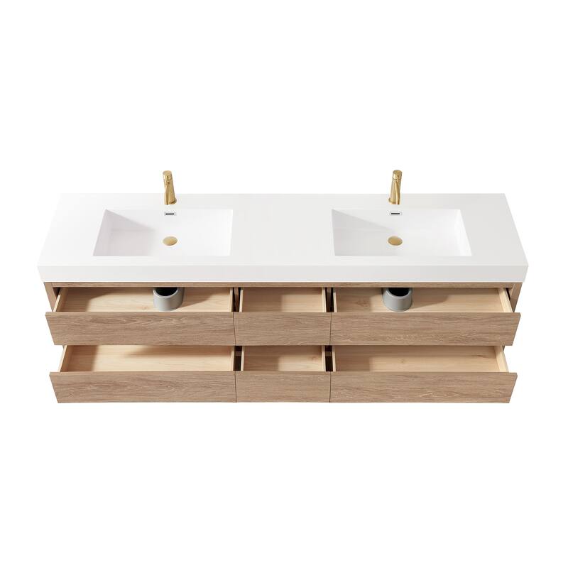 Miseno MV-ALIS84-WHT-NM Palencia 84" Wall Mounted Double Basin Vanity